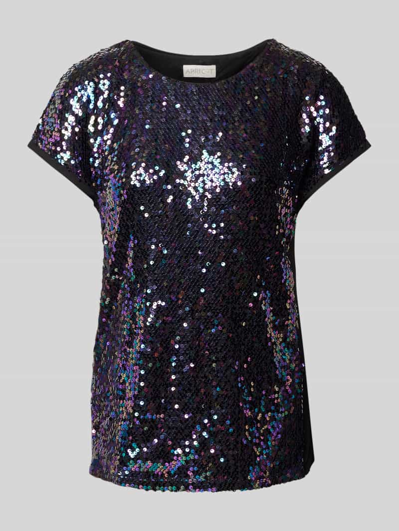 T-shirt z cekinowym obszyciem