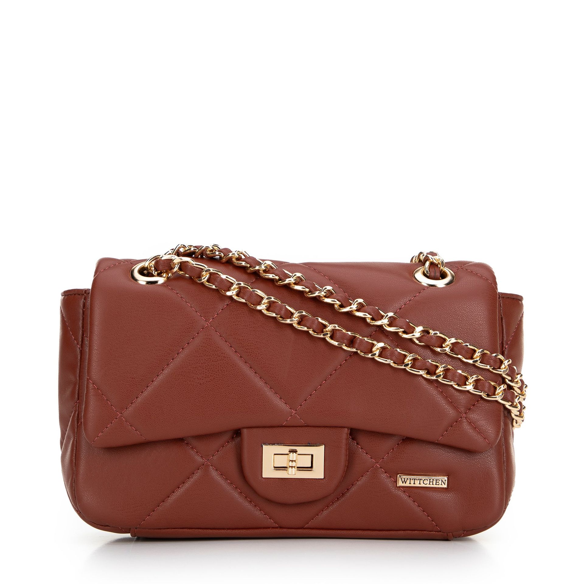 Crossbody z ekoskóry w geometryczne przeszycia czerwona