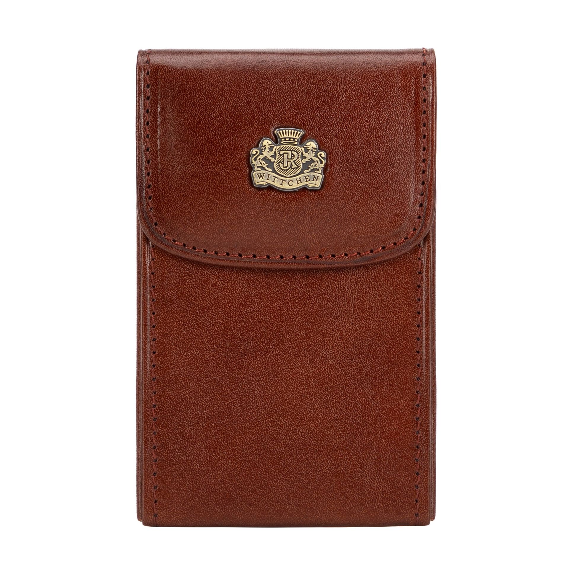 Etui na wizytówki ze skóry licowej jasny brąz