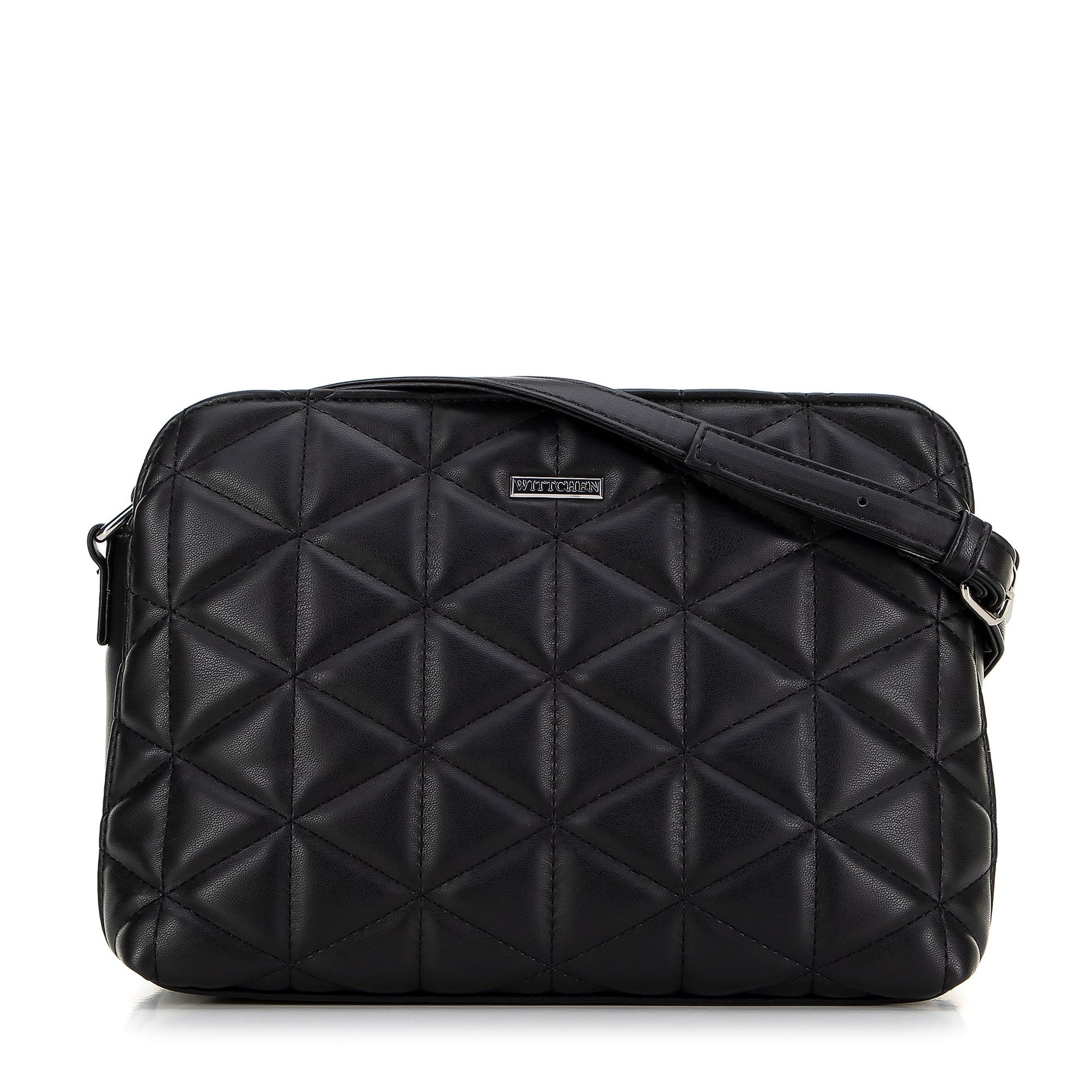 Damska crossbody w geometryczny wzór z ekoskóry czarna