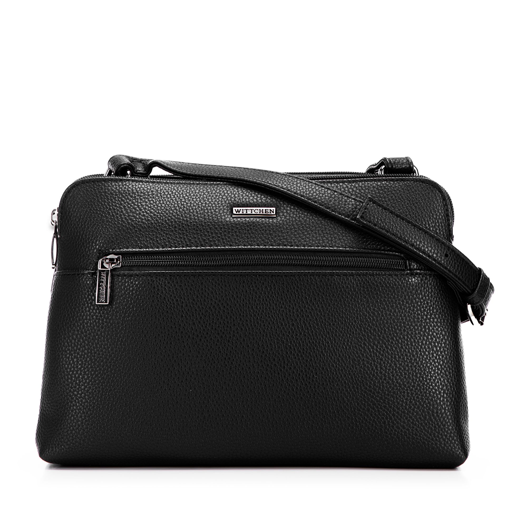 Damska crossbody dwukomorowa z ekoskóry czarno - grafitowa