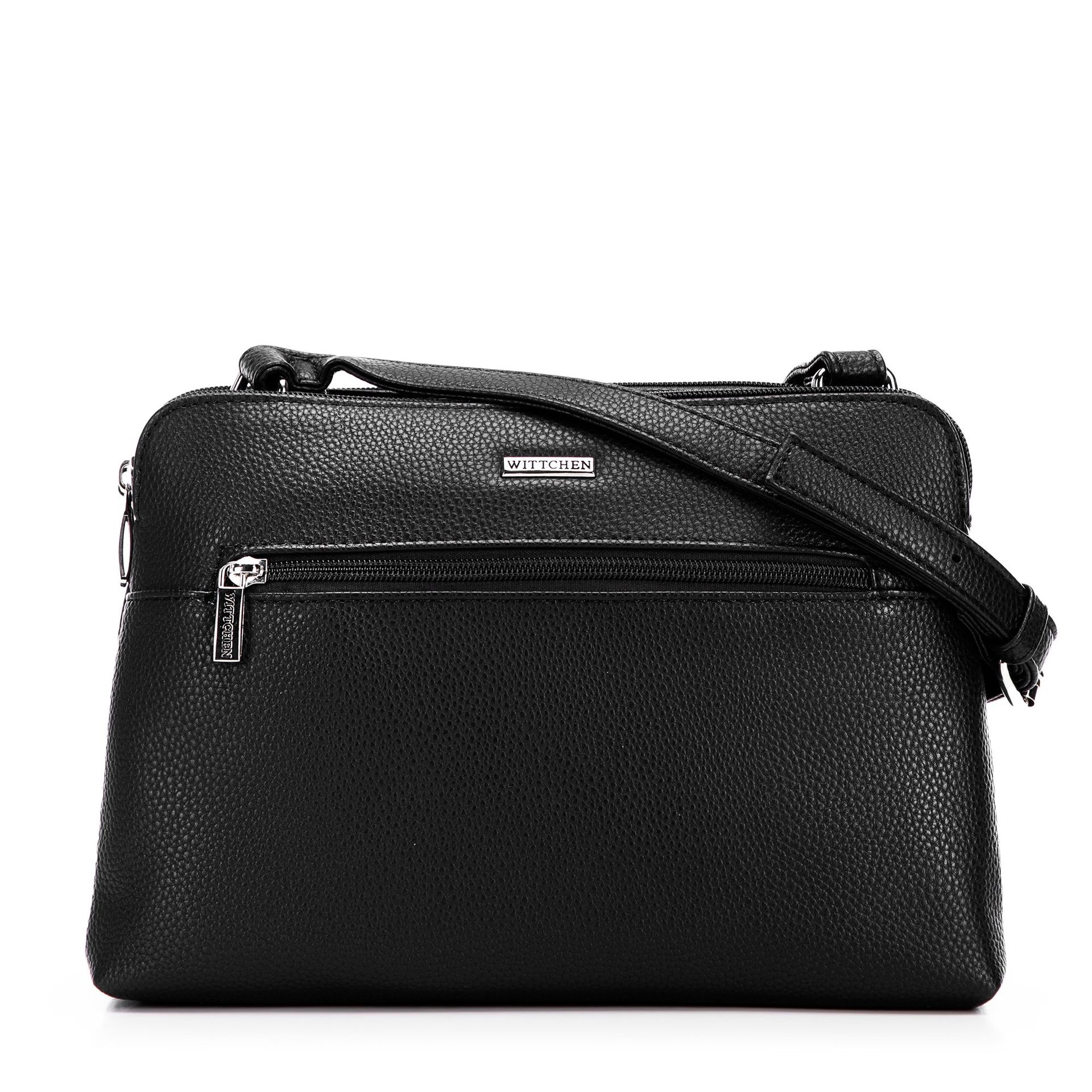 Damska crossbody dwukomorowa z ekoskóry czarno - srebrna