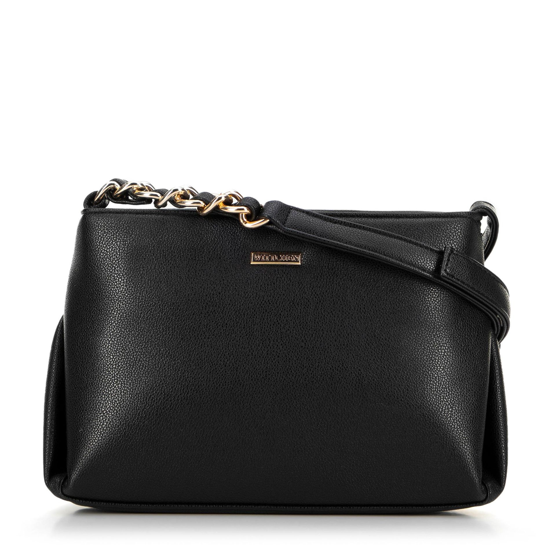 Damska crossbody ze skóry ekologicznej z łańcuszkiem czarna