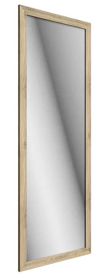 Prostokątne lustro ścienne z ramą w kolorze jasne drewno M8-R65