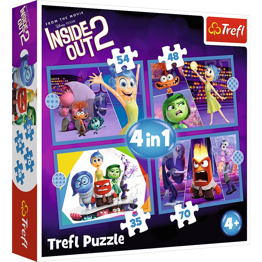 Puzzle, 4w1, Emocje Rządzą Disney Inside Out 2, 35-48-54-70 el.