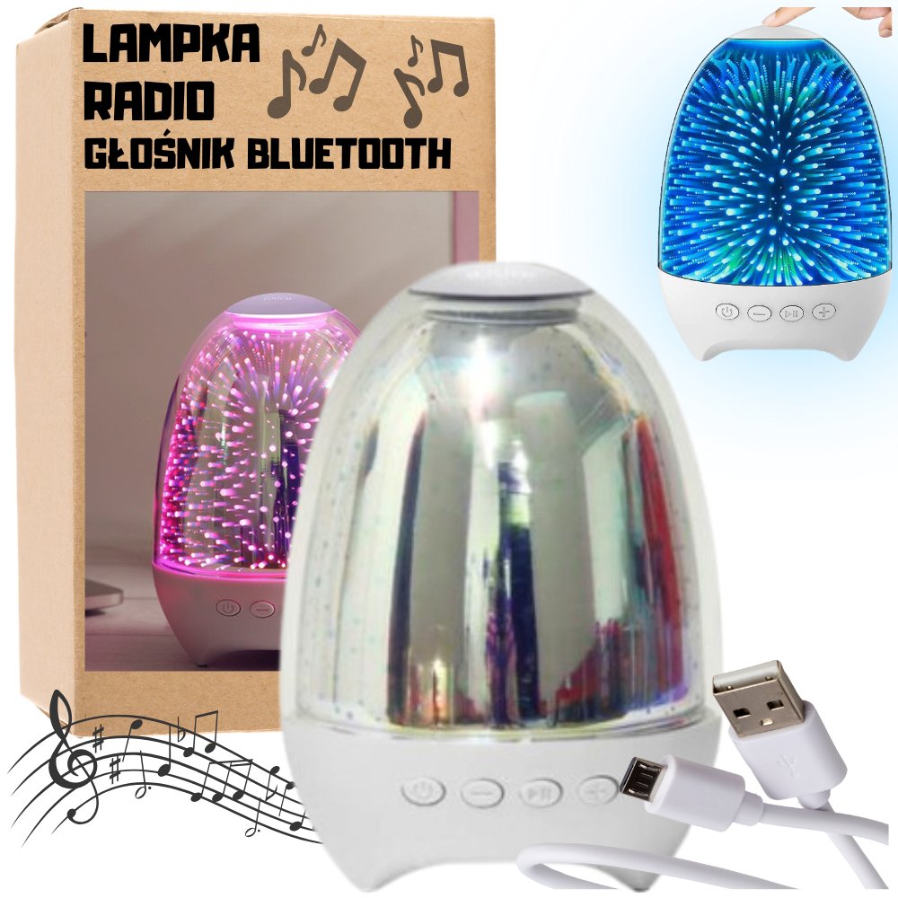 lampka nocna z głośnikiem bluetooth  radio moc kolorów bezprzewodowa usb