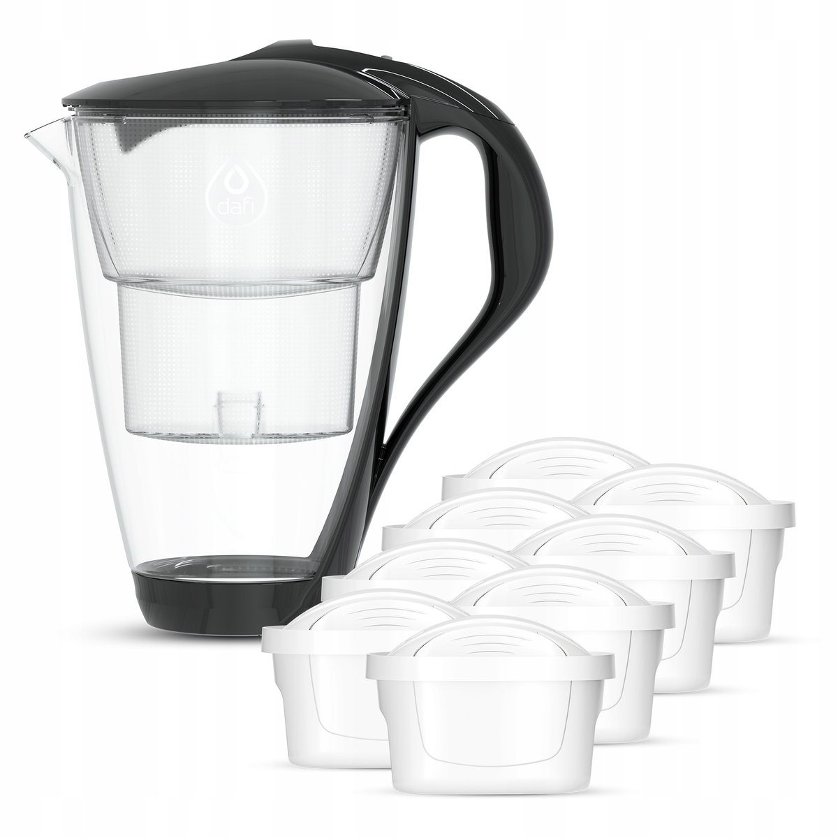 Szklany dzbanek Dafi CRYSTAL LED czarny 8xUnimax