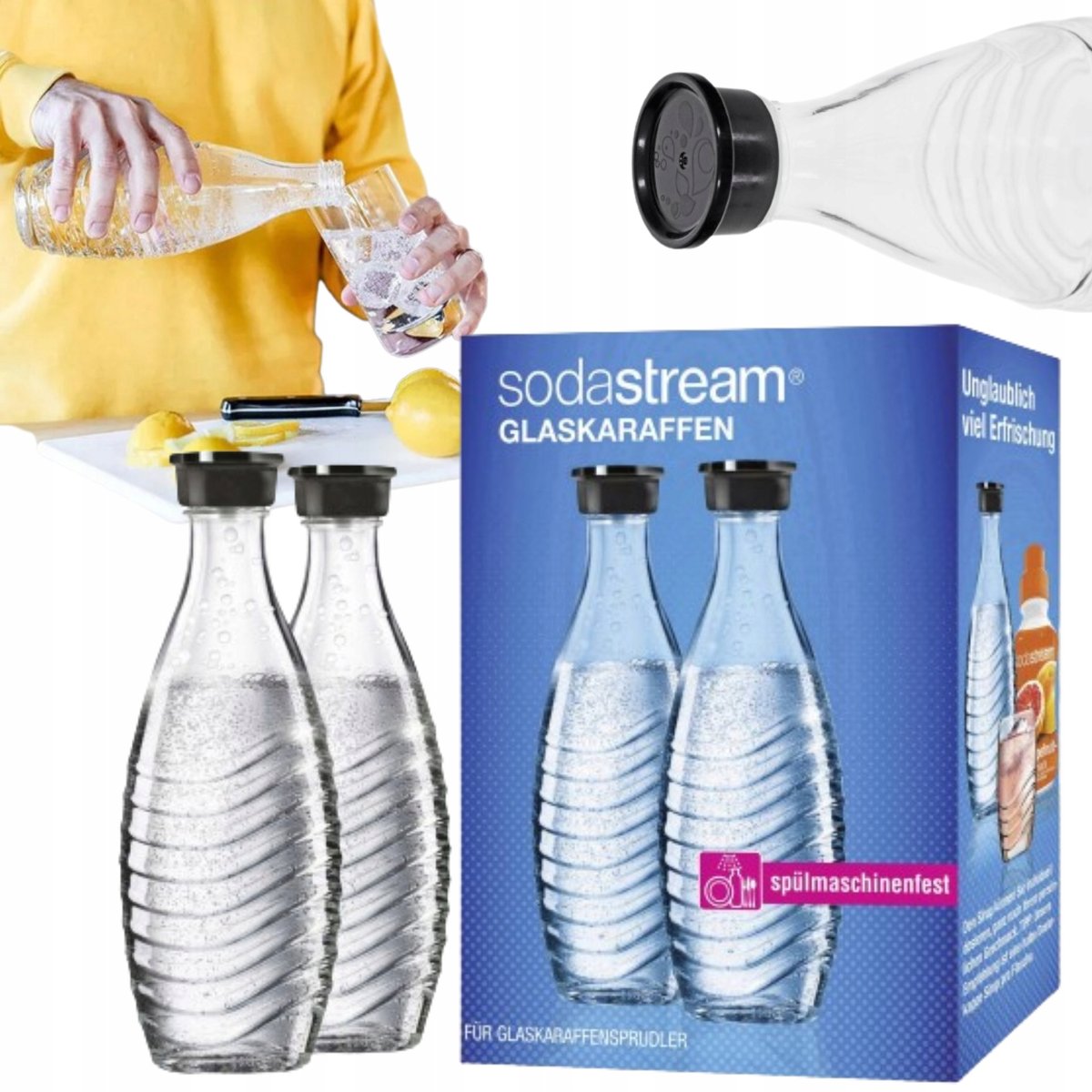 ZESTAW SZKLANYCH BUTELEK SODASTREAM 0,6 DWUPAK DO MODELU PENGUIN I CRYSTAL