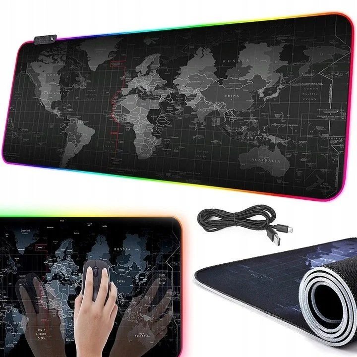 Podświetlana podkładka pod myszkę gamingowa rgb led xxl mata na biurko