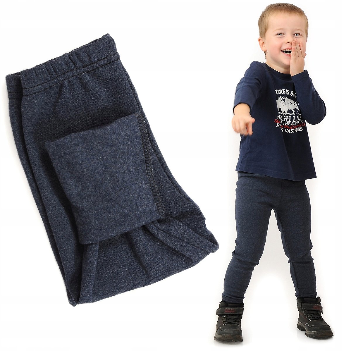 Ocieplane Getry chłopięce Długie legginsy Spodnie JEANS 134