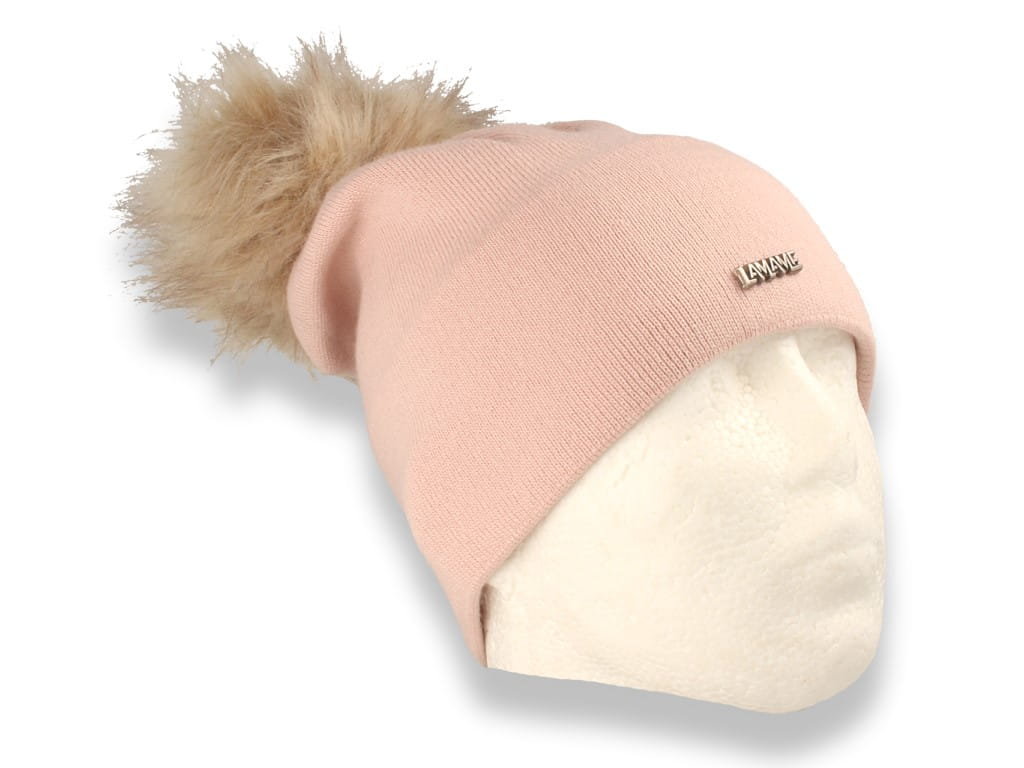Czapka zimowa z pomponem polska produkcja różowa