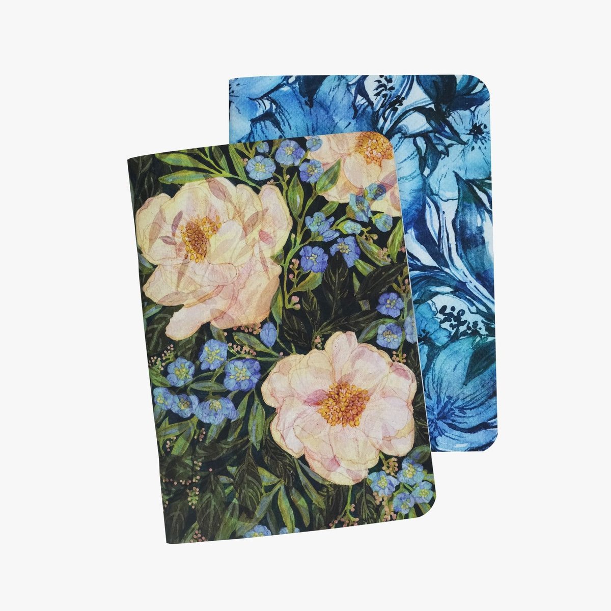 Zestaw 2 zeszytów w kropki 12x17 cm - Blossom of Ice & Wildflower Whispers, 120 gsm