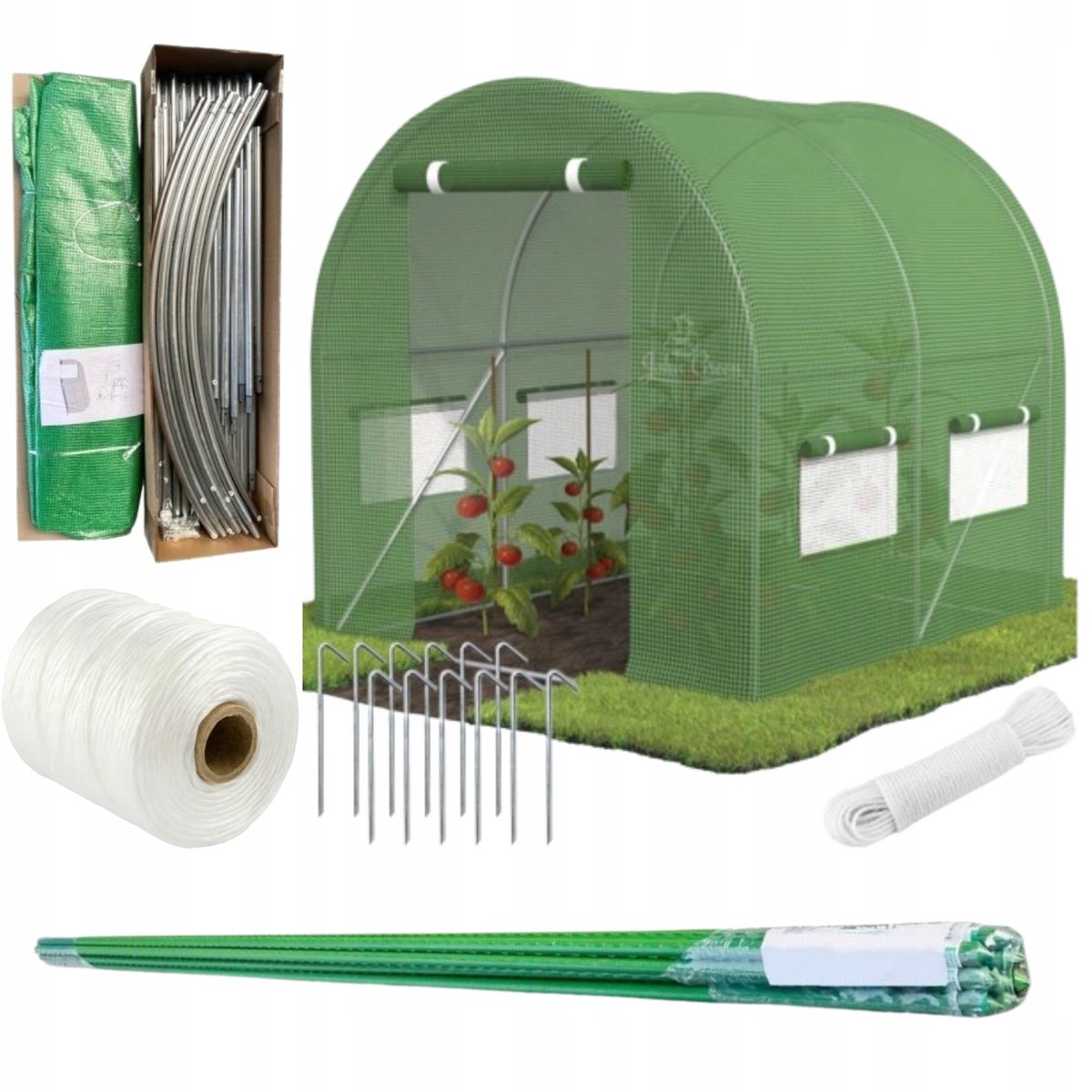TUNEL FOLIOWY OGRODOWY SZKLARNIA NAMIOT 4M² 2X2 M UV-4 + SZNUREK + TYCZKI