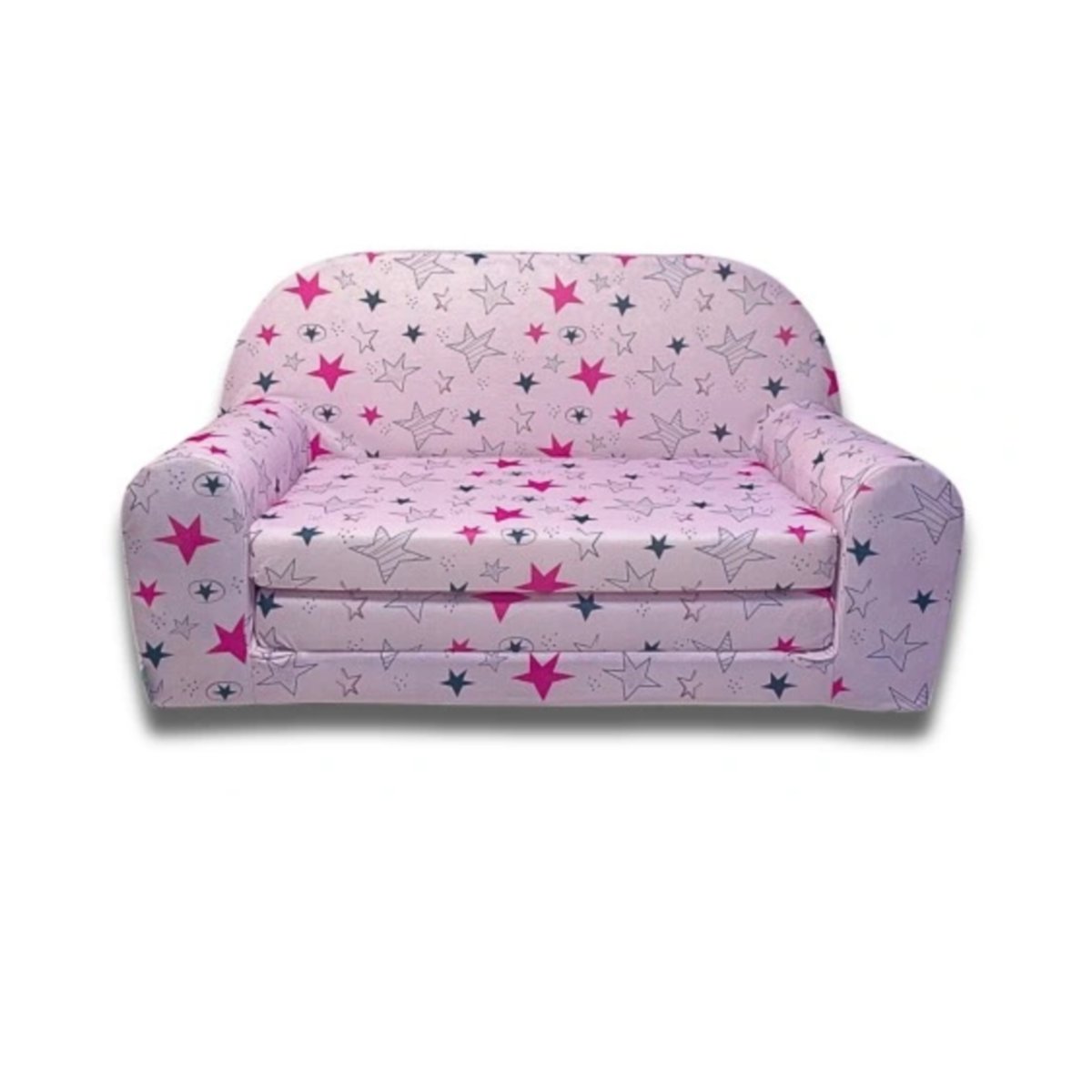 Rozkładana sofka dziecięca mała różowa w różowe gwiazdy