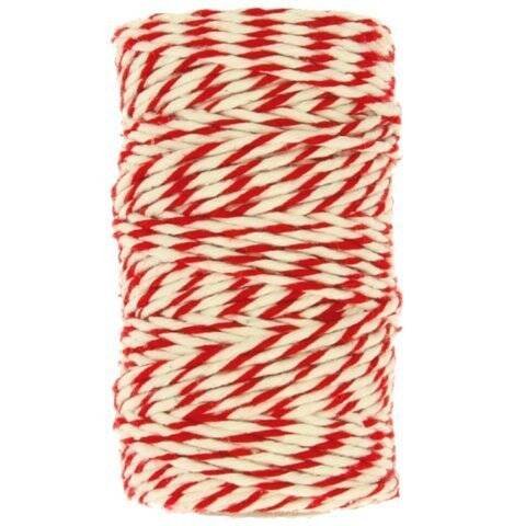 Mia Mote Gardenal Sznurek bawełniany ogrodowy do ogrodu majsterkowania dekoracji makramy pakowy notarialny biało czerwony 2mm-Szpula ~ 500 g