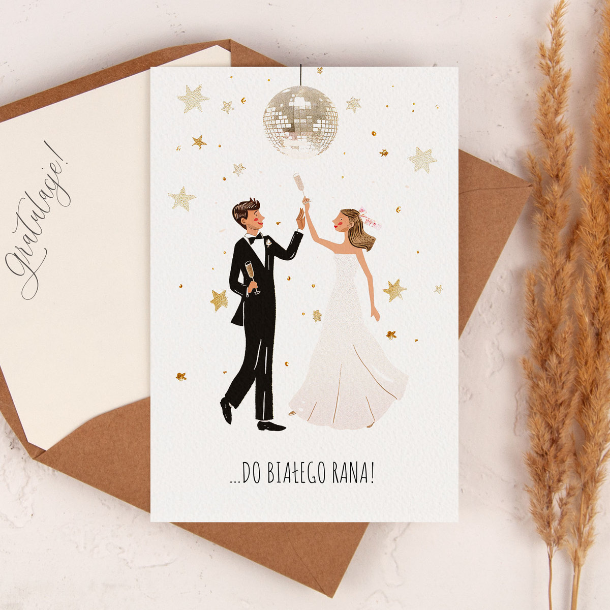 Kartka na Ślub z tańczącą Parą Młodą - First Dance + koperta ozdobna