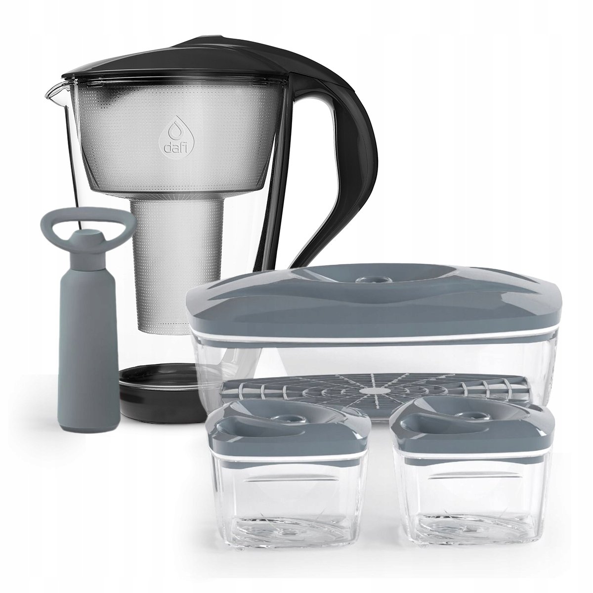 Dzbanek szklany do wody 3 pojemniki pompka