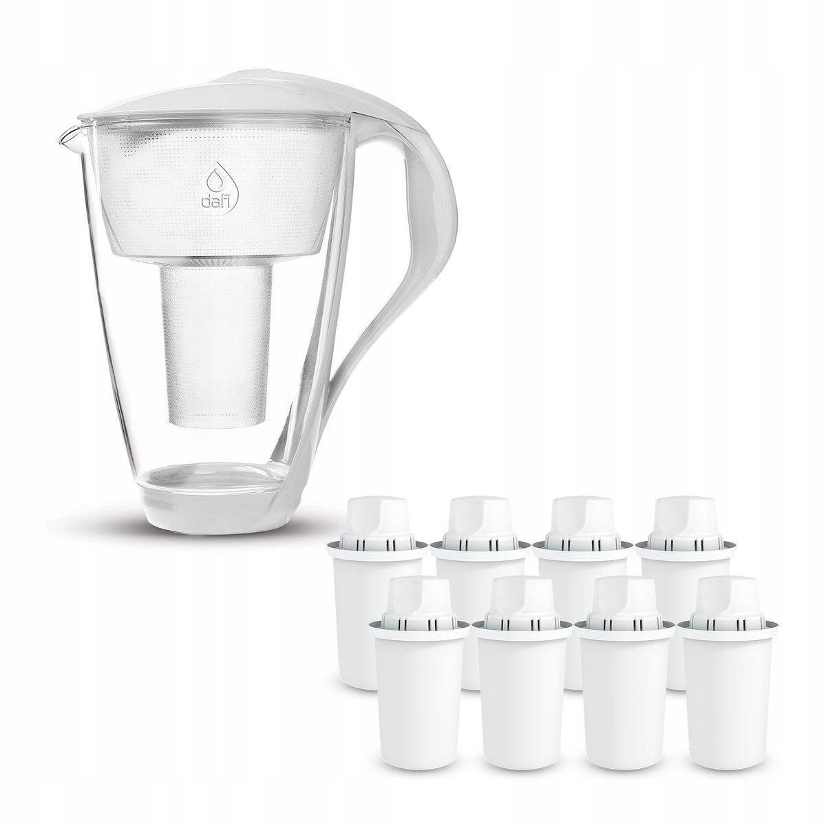 Szklany dzbanek Dafi CRYSTAL LED biały 8xClassic