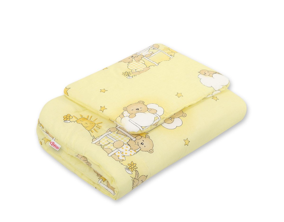 Komplet pościeli dla niemowląt z wypełnieniem 2-cz 75x100cm NEWBORN - Misie na drabinkach kremowe
