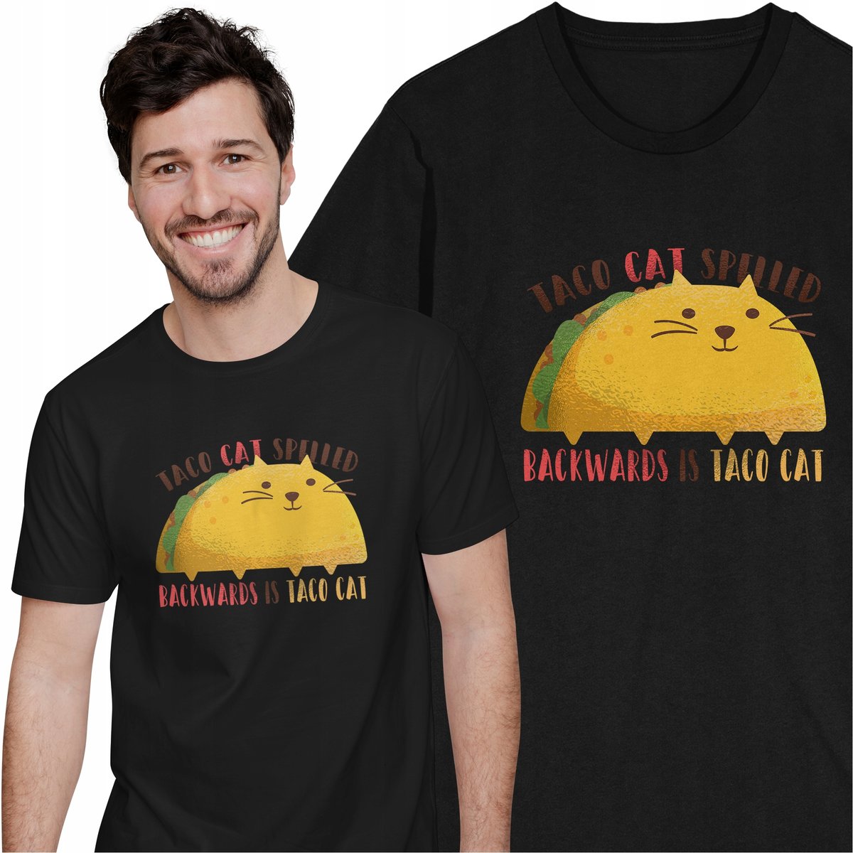 Koszulka Śmieszny Prezent z Kotem Taco Kot Kotek Zwierzęta