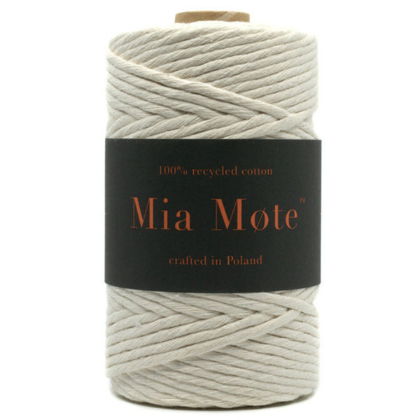 Mia Mote™ Classic Line Sznurek bawełniany skręcany do makramy 5mm limestone-Szpula ~ 100 m
