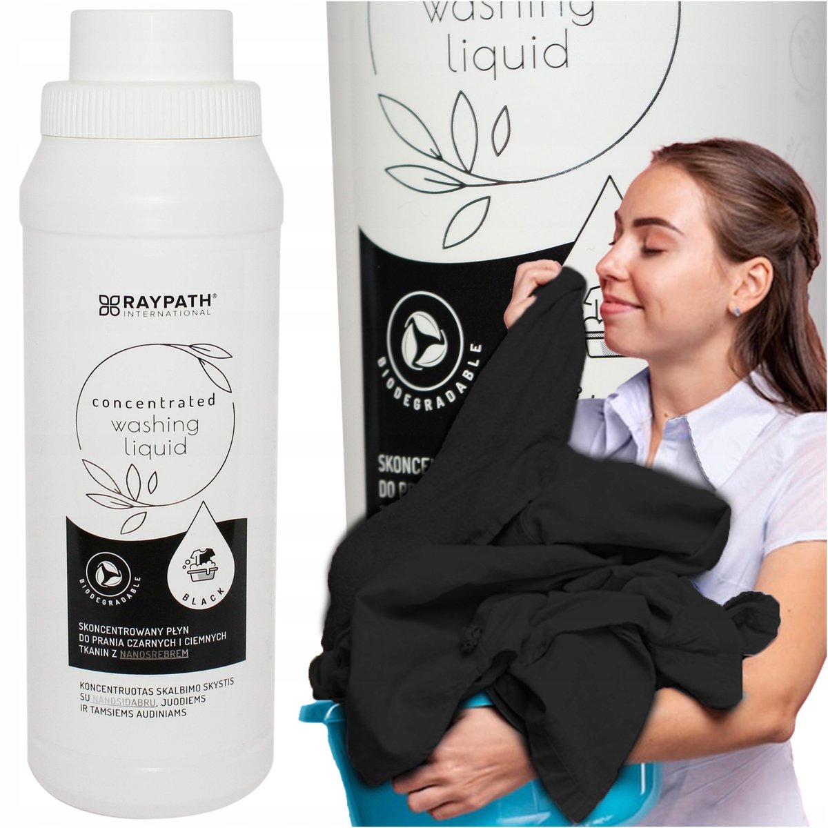 Raypath płyn do Prania tkanin ciemnych Czarnych 500ml z nanosrebrem Pranie
