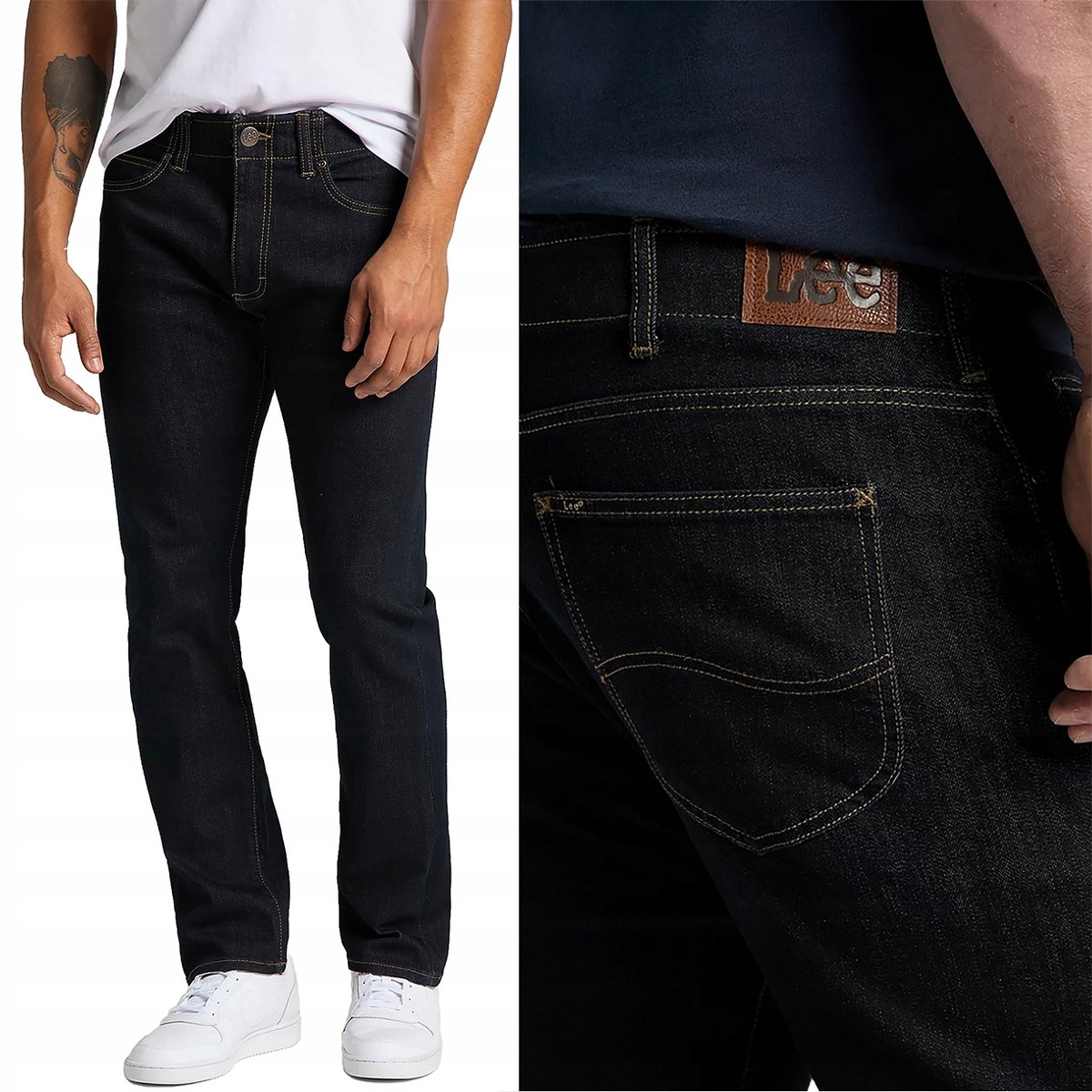 Lee SLIM FIT Extreme Motion MVP Rinse DOPASOWANE WYGODNE GRANATOWE W40 L32