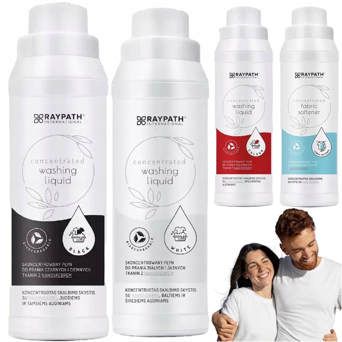 Raypath zestaw 4x płyn do Prania i Płukania 500ml Kolorów Czarnych Jasnych