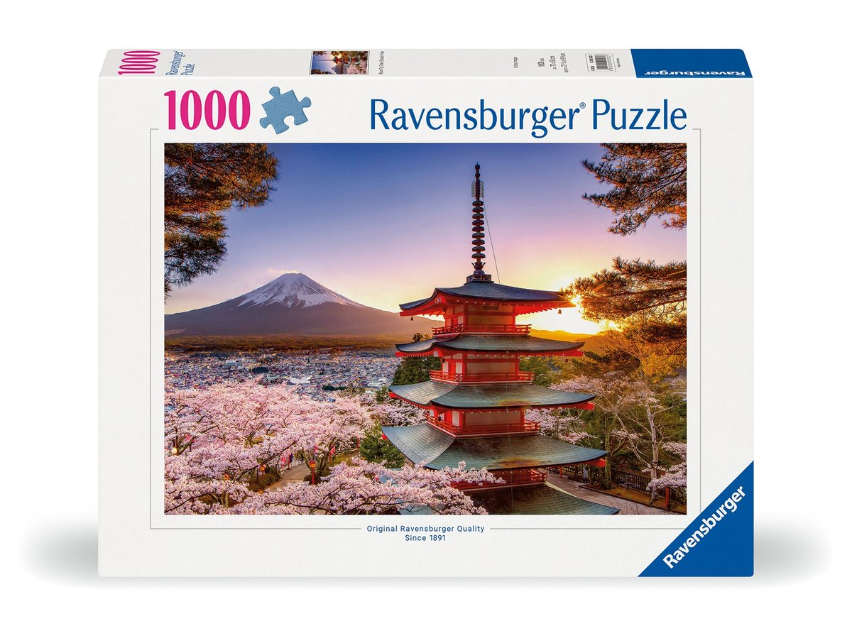 Puzzle 2D, Fudżi i kwitnąca wiśnia, 1000 elementów
