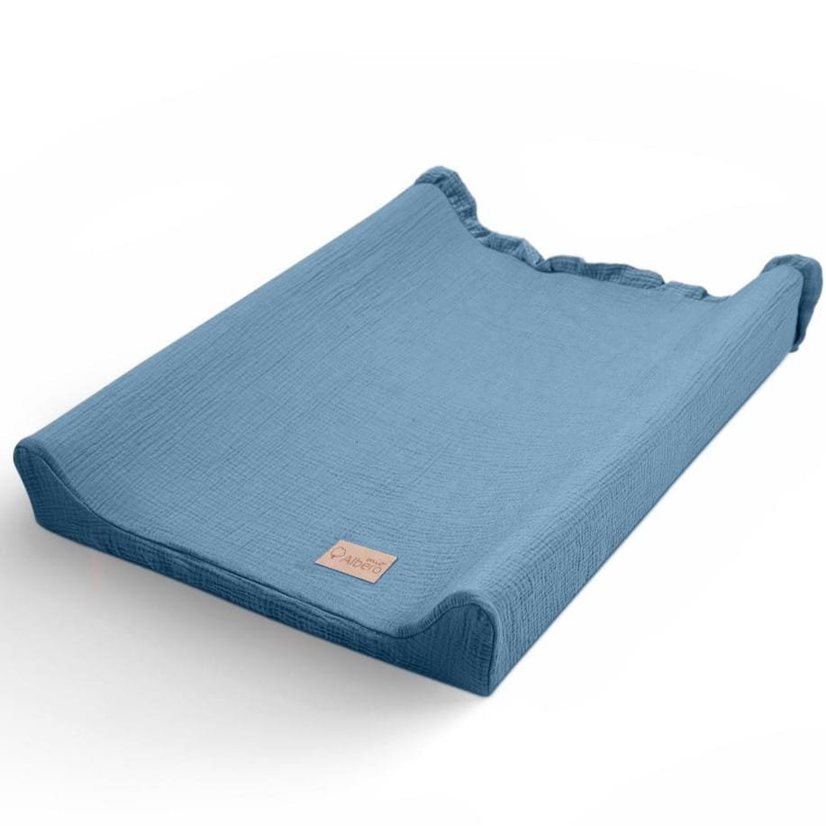 Muślinowy pokrowiec na przewijak Cotton Color - Niebieski, Albero Mio
