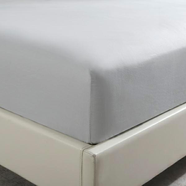 Prześcieradło satynowe z gumką 120x200 szare jasne jednobarwne na wysoki materac I24