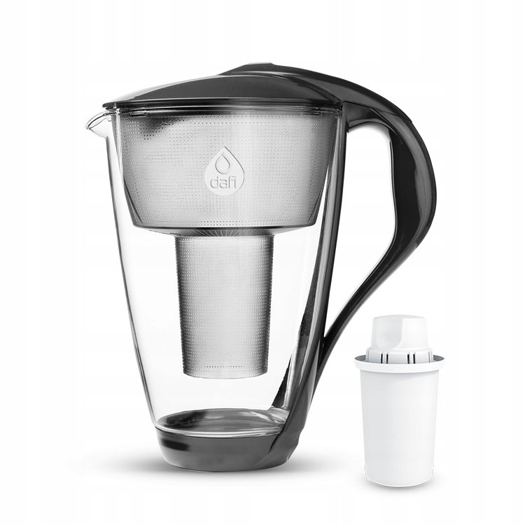 Szklany dzbanek Dafi grafitowy Classic + butelka turkusowa 0,5 barwiona