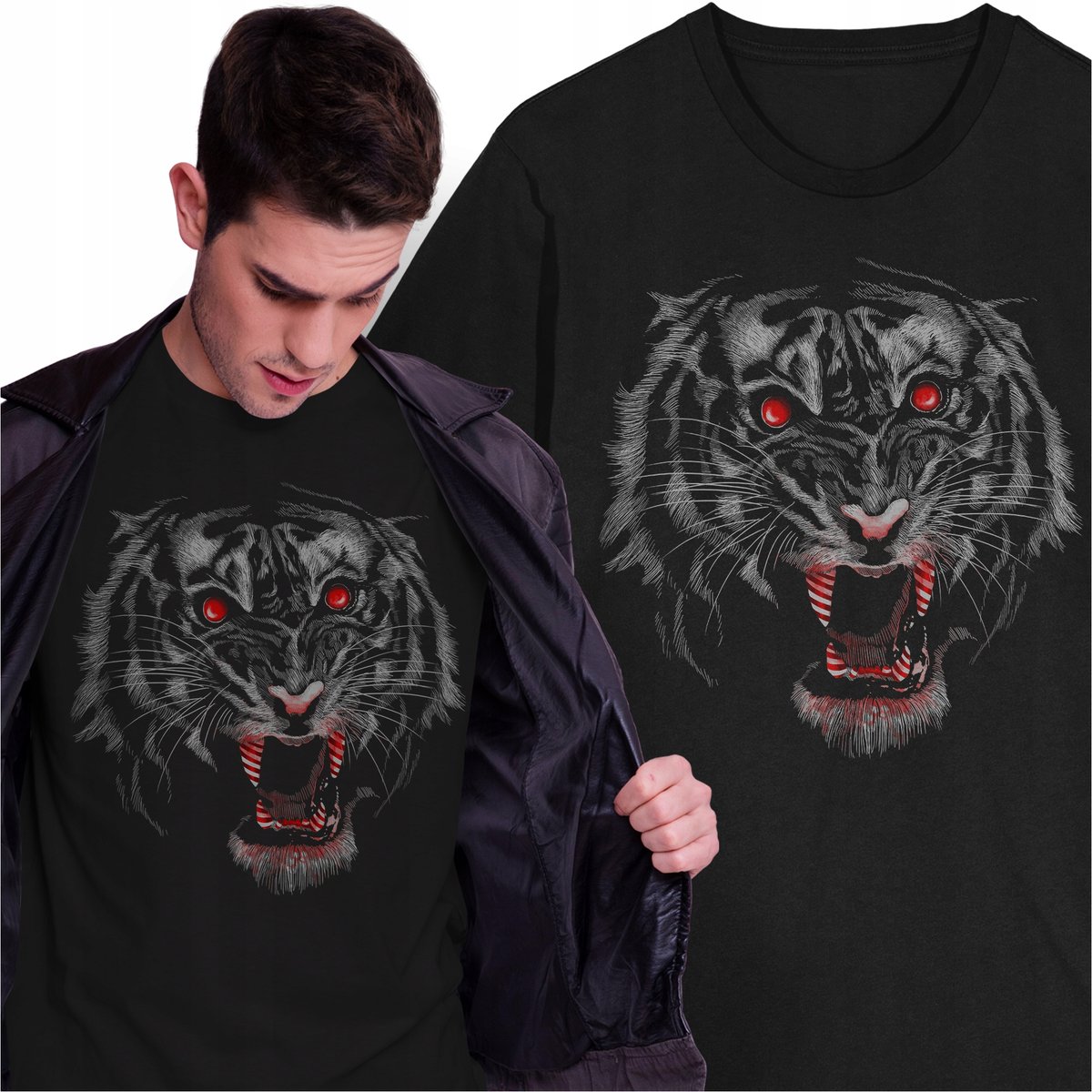 Koszulka Tygrys Zwierzęta Natura Środowisko Szable Cukierkowe Kły