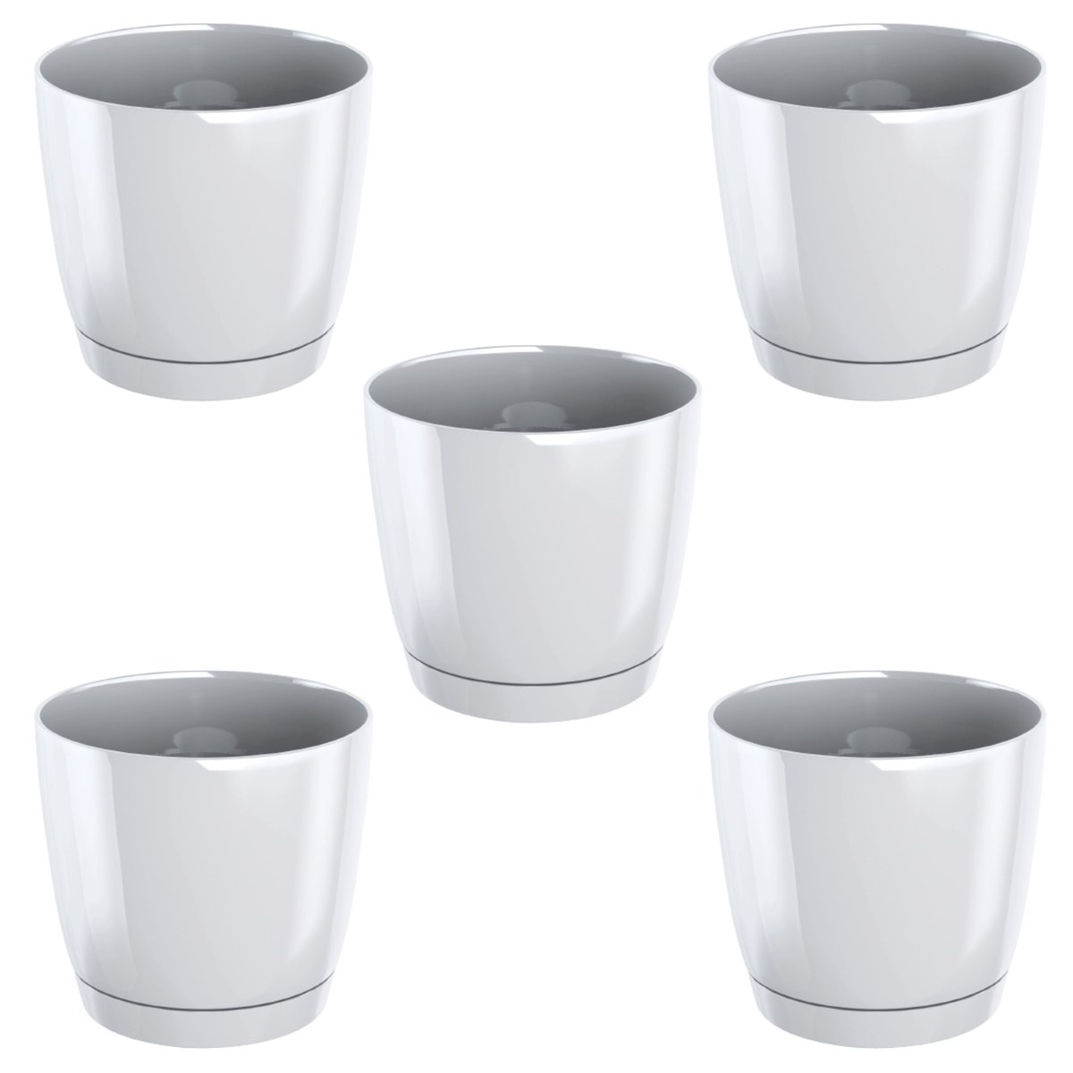 5x Doniczka okrągła Coubi DUOP210 Kwietnik + podstawka