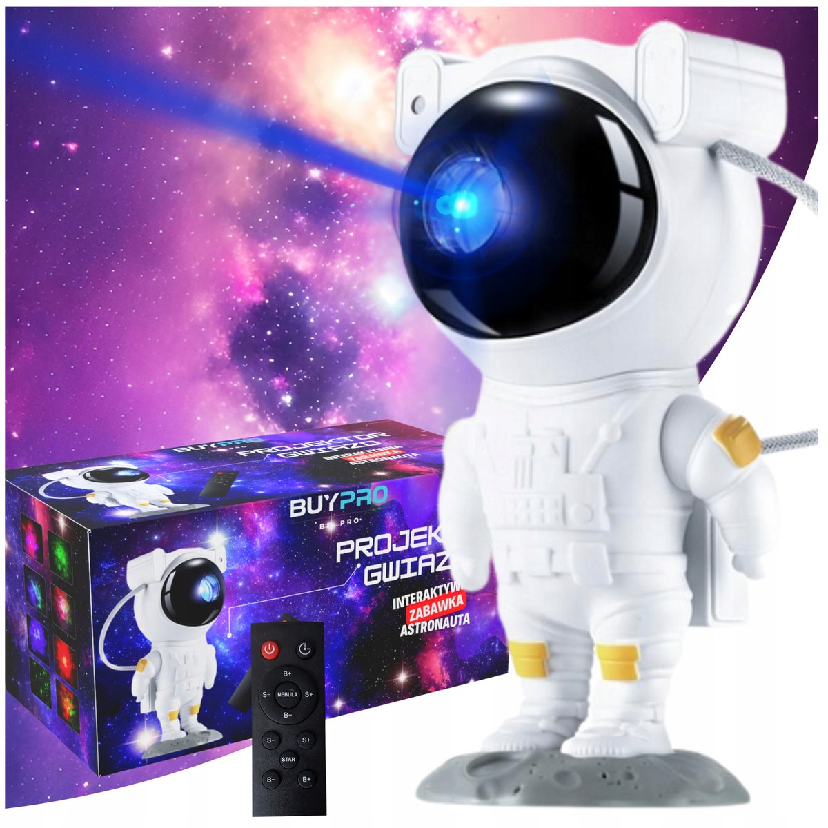 Projektor Gwiazd Astronauta Galaktyki Lampka Nocna dla Dzieci Rzutnik/BuyPro