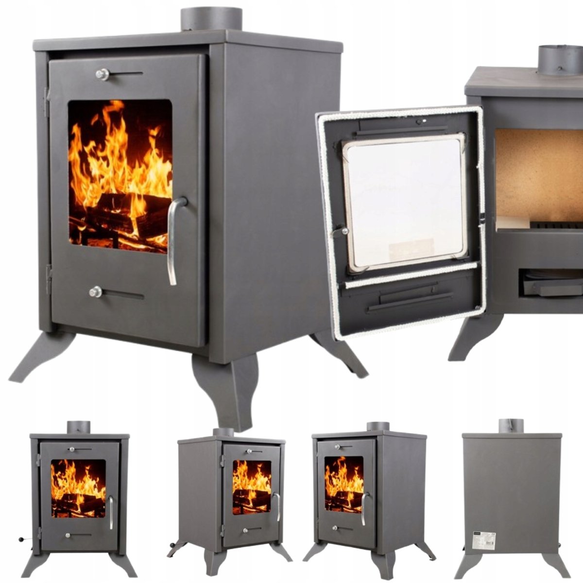 HURTEX PIEC PIECYK KOMINEK ECO STALOWY ZEFIR KOZA Z SZYBĄ W14 7 KW KOMINEK SZAMOT