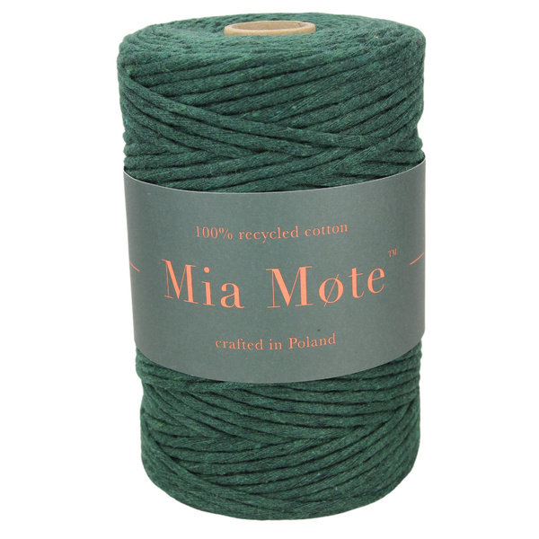 Mia Mote™ Classic Line Sznurek bawełniany skręcany do makramy 3mm emerald-Szpula ~ 100 m