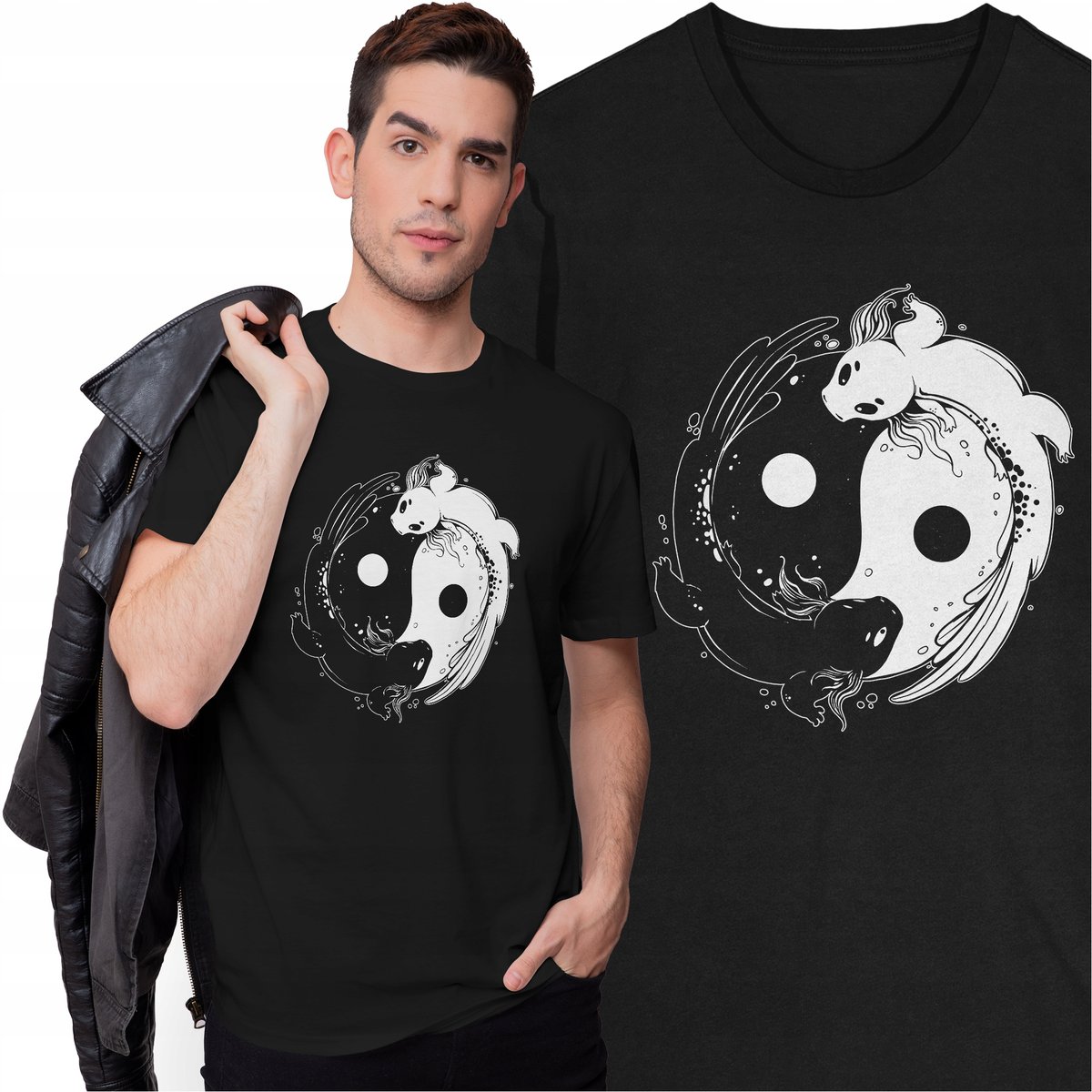 Koszulka Yin Yang Axolotl Aksalot Salamandra Meksykańska Zwierzęta