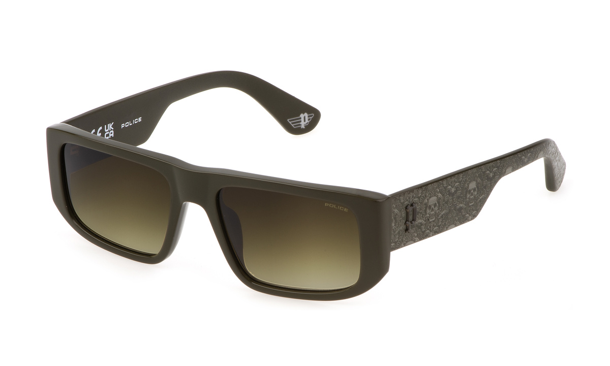 Okulary POLICE SPLL13-55073M. Okulary przeciwsłoneczne, Kolor zielony. Mężczyzna.