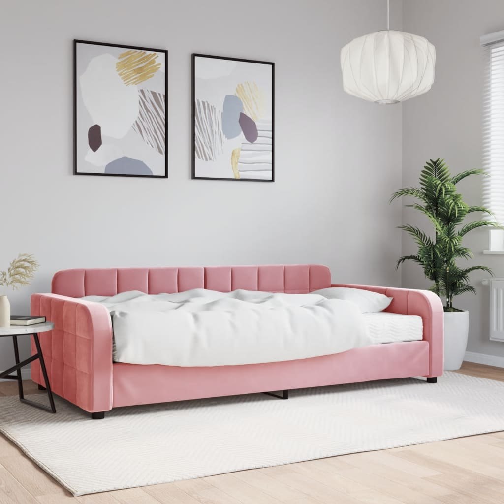 Sofa z materacem do spania, różowa, 100x200 cm, aksamit Lumarko!