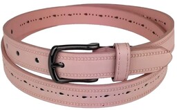 Pasek do spodni damski ażurkowy metalowa klamra 2,3cm różowy