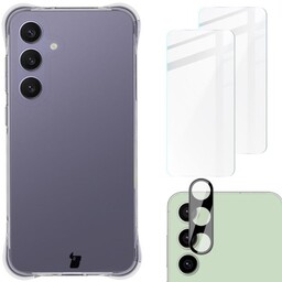 Bizon Etui + 2x szkło hartowane + szkiełko na obiektyw Case Clear Pack do Galaxy S24 FE
