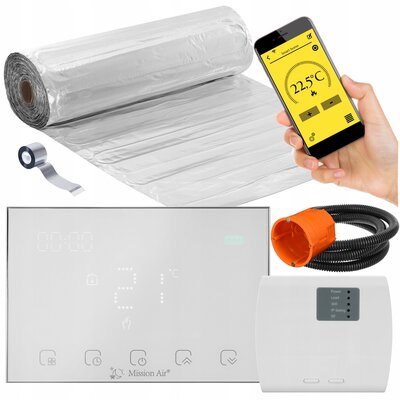 Mata grzewcza pod panele MISSION AIR MAL-160W/m² 6m² (12mb x 50cm) + regulator Gemini Biały WiFi