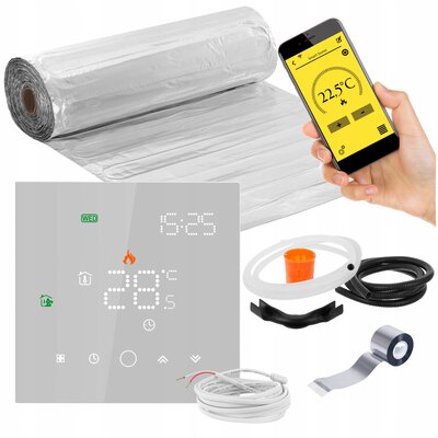 Mata grzewcza pod panele MISSION AIR MAL-160W/m² 6m² (12mb x 50cm) + regulator Leo Biały WiFi