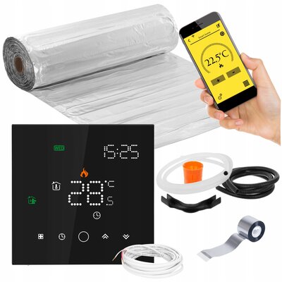 Mata grzewcza pod panele MISSION AIR MAL-160W/m² 6m² (12mb x 50cm) + regulator Leo Czarny WiFi