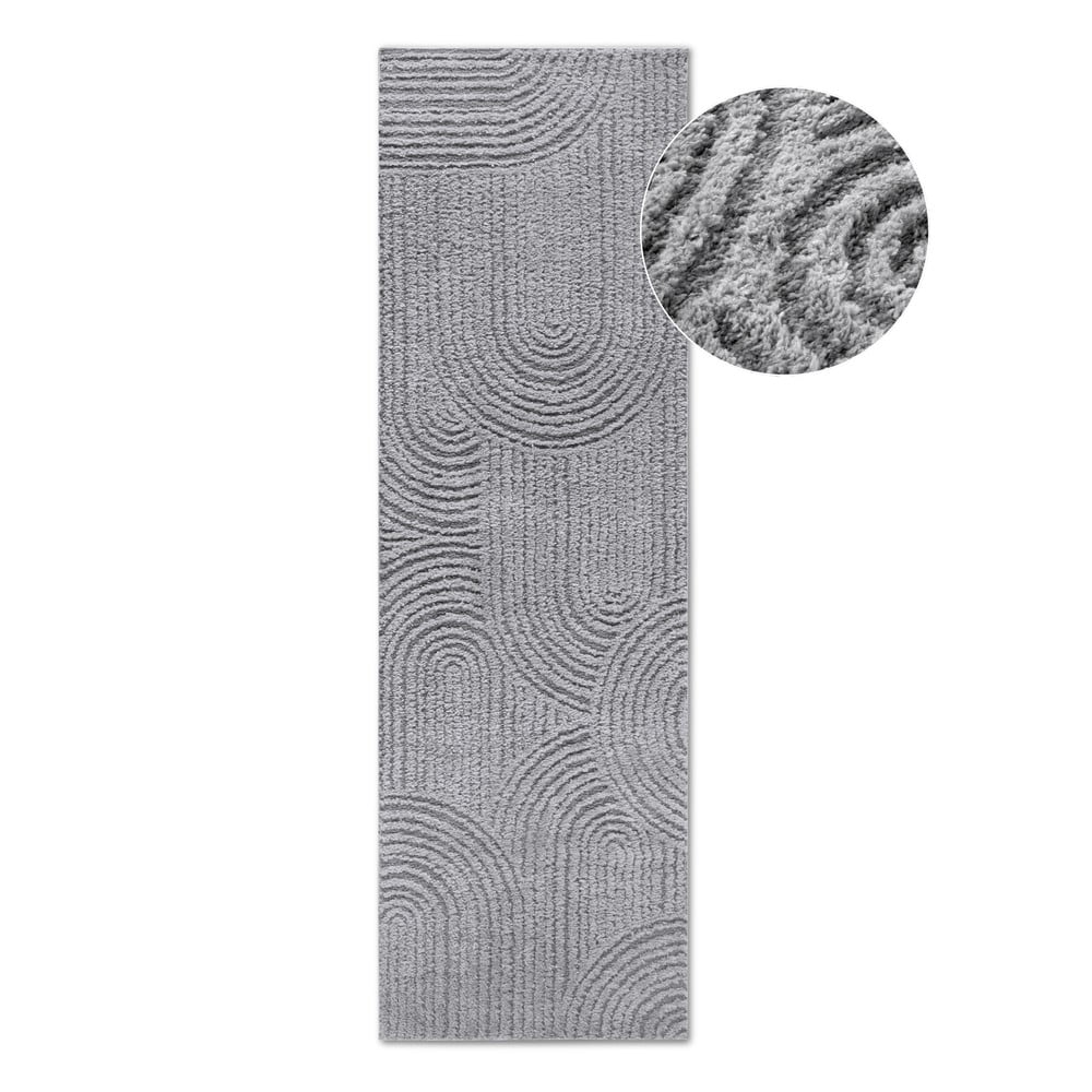 Szary chodnik 80x240 cm Chappe Light Grey – Elle Decoration