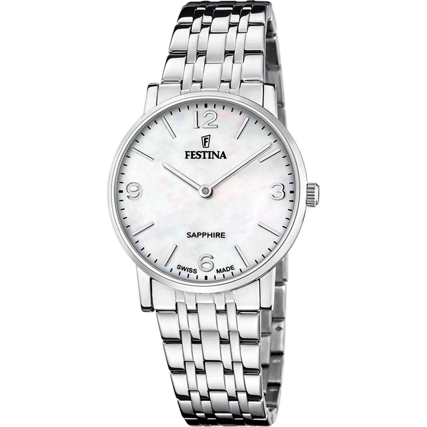 Festina Swiss Made 20047/2 zegarek damski na bransolecie z perłową tarczą