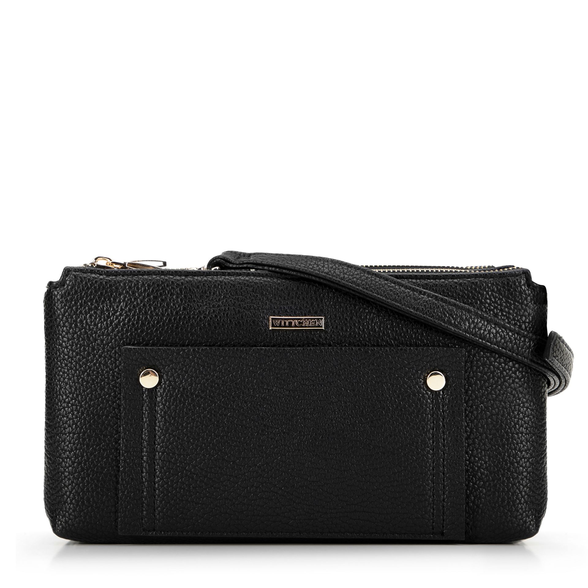 Damska crossbody dwukomorowa z kieszonką czarno - złota