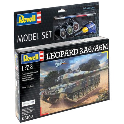 Czołg do sklejania 1:72 63180 Leopard 2A6/A6M + klej, 4 farbki, pędzelek Revell Cobi