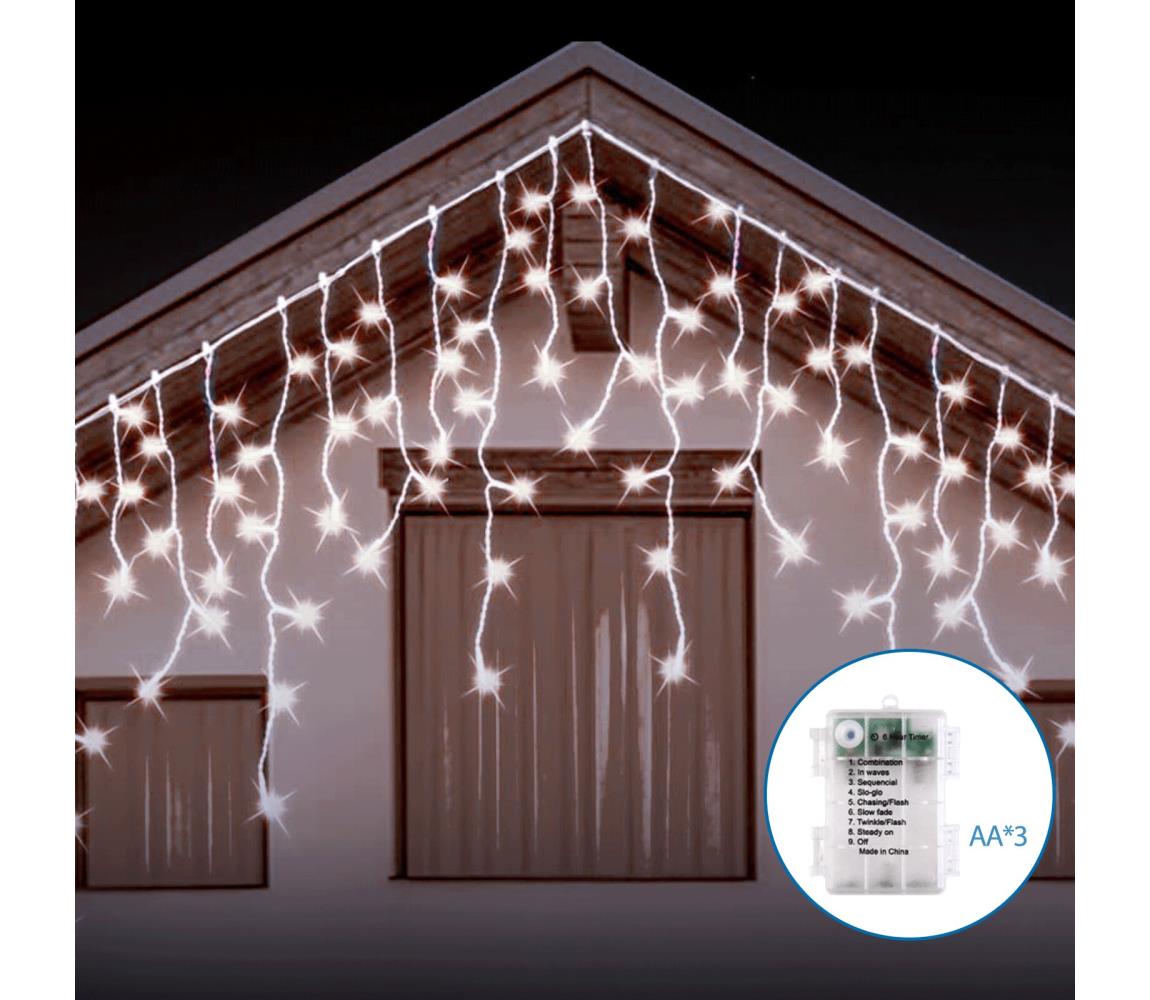 Aigostar - LED Zewnętrzny łańcuch bożonarodzeniowy 100xLED/8 funkcji 8x0,6m IP44 zimna biel